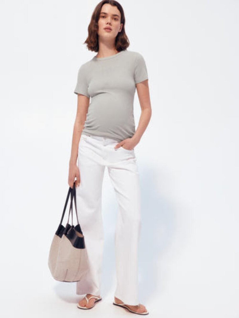 H&M MAMA Ribbed Top - M, sage